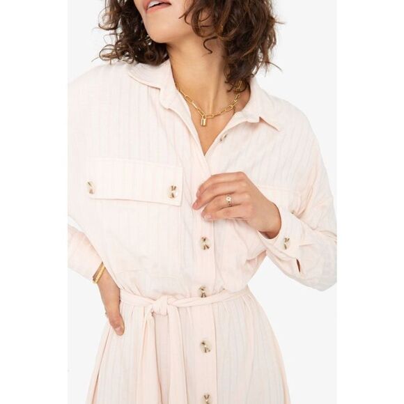 Callahan Revolve Lir Dress Size XS Button front Ribbed Stretch Pink - Picture 3 of 4